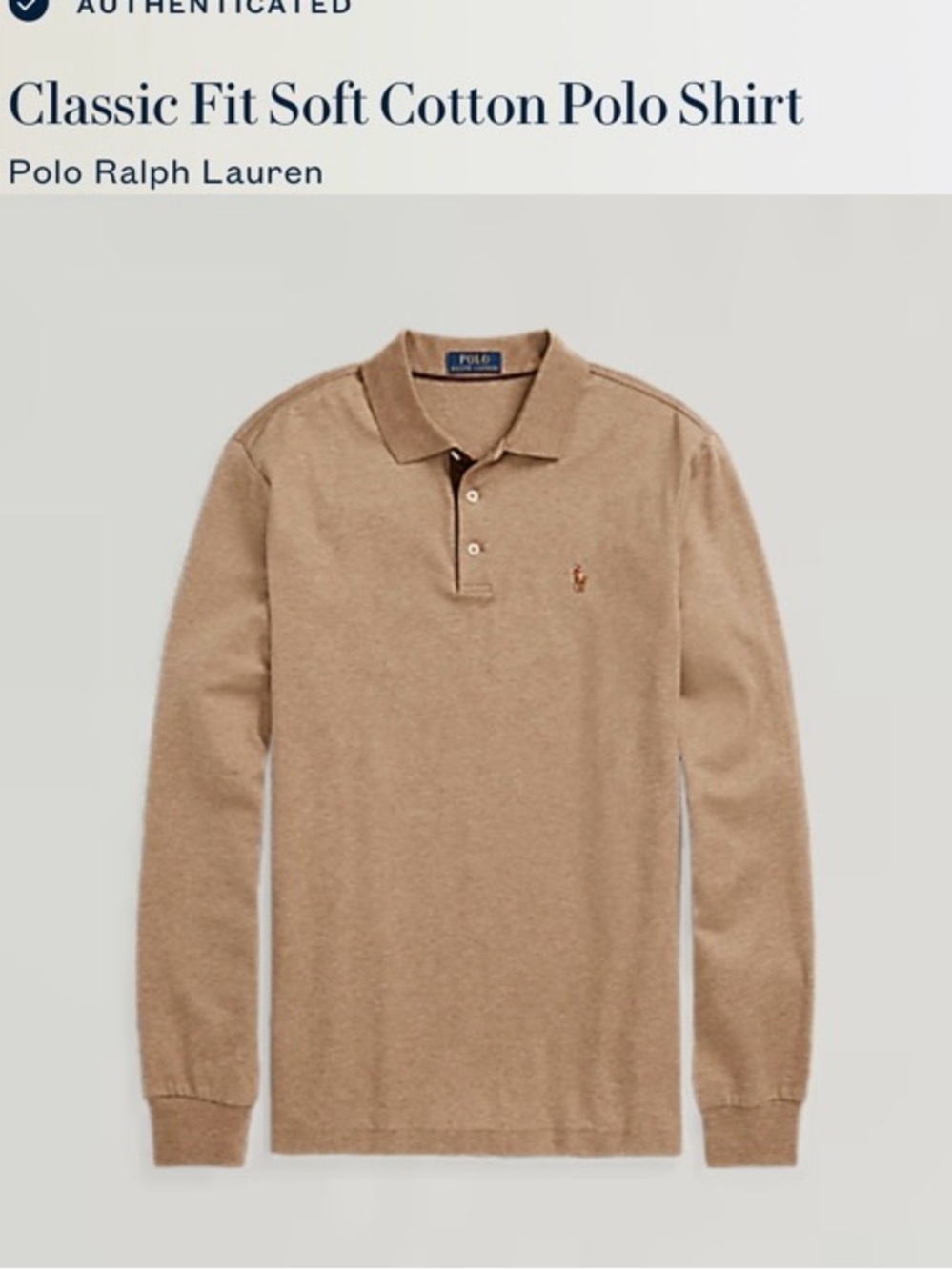 Polo by Ralph Lauren Long-Sleeve Polo Shirt — Tan